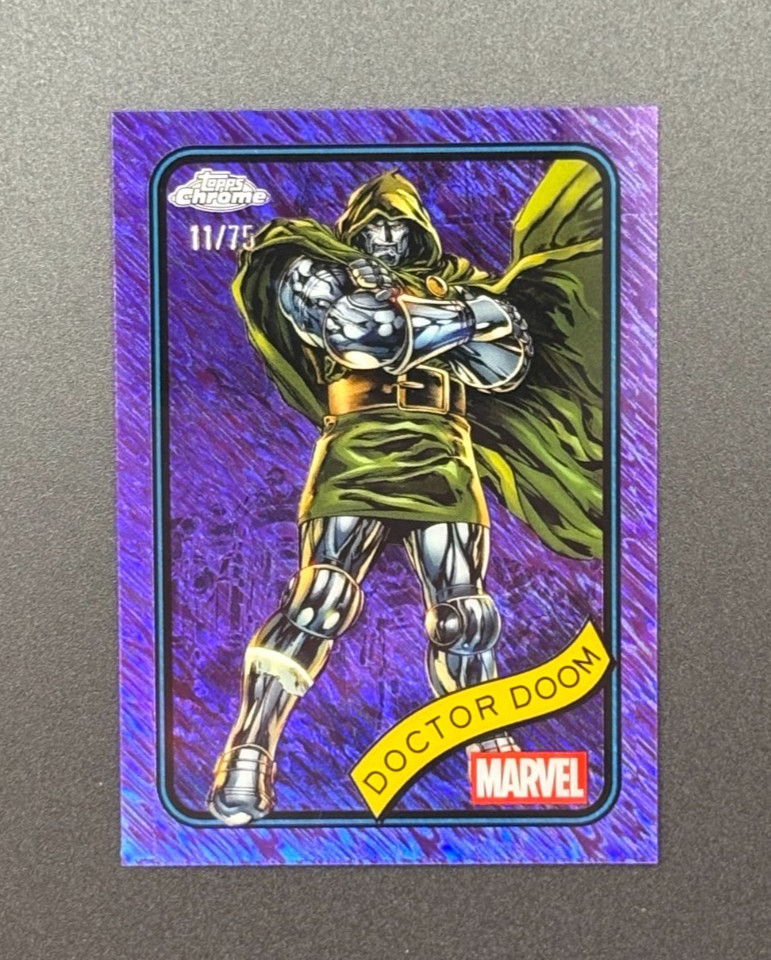 2025 Topps Chrome Marvel Dr Doctor Doom #148 Wolverine Spider PURPLE SHIMMER /75