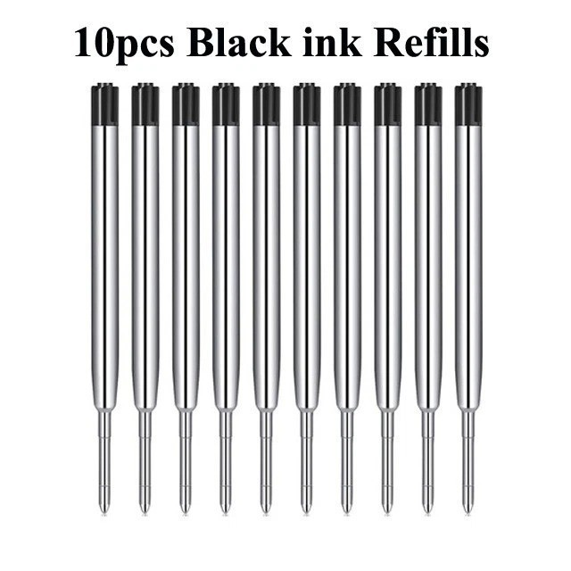 10Pc Ballpoint Pen Refills Black Ink 1mm Medium Tip Parker Style
