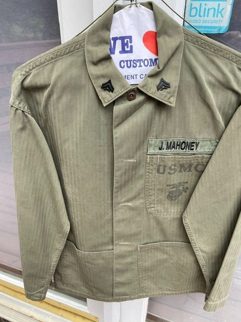Vintage 1940s WWII USMC P-41 HBT Utility Jacket EGA Stencil Military
