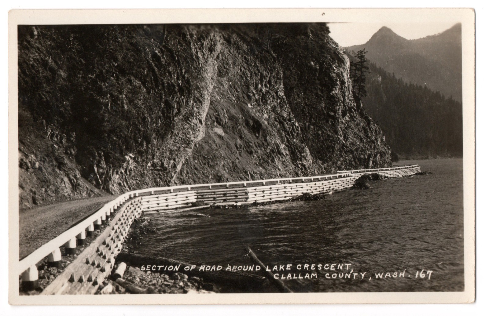 Real Photo Postcard RPPC Clallam County WA Section Of Road Around Lake Crescent