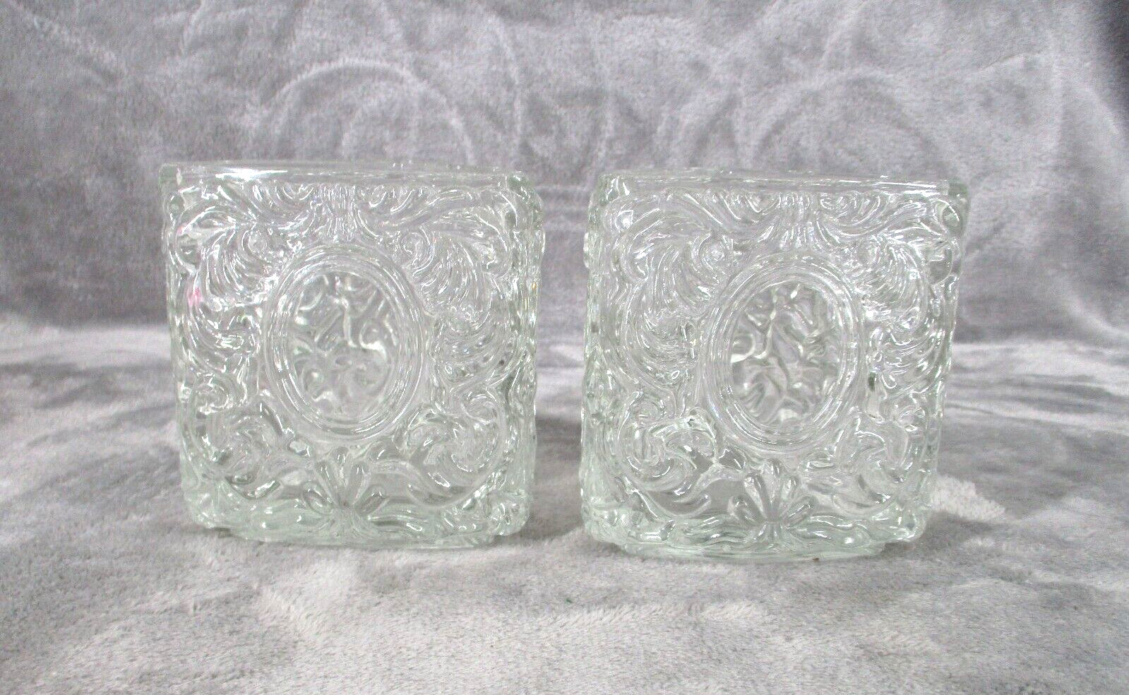 Avon Triangle Candle Holder Crystal Collection Heavy Embossed Vase Tealight VTG