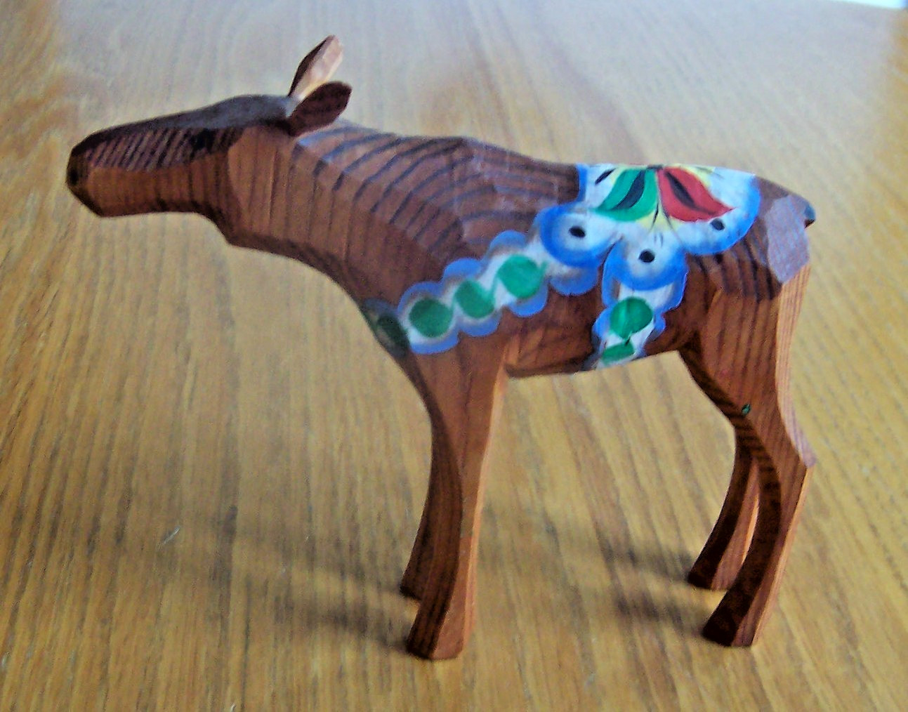 RARE Swedish Vintage Wood Dala Cow Moose Female Grannas A. Olssons