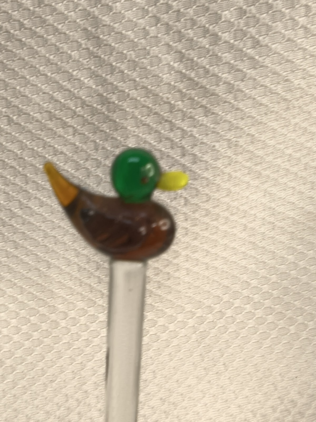 Vintage Georges Briard Glass Stirrer Set 4 Blown Glass Mallard Duck Swizzle Box