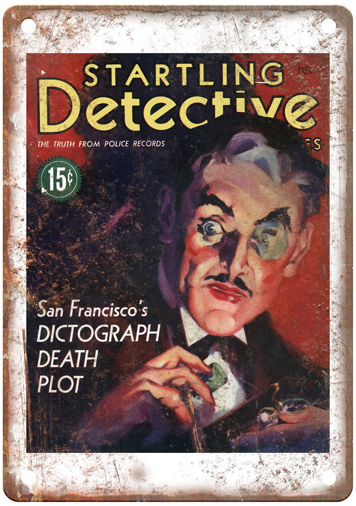 1932 Pulp Cover Startling Detective v09 n53 Retro Look Metal Sign J1693