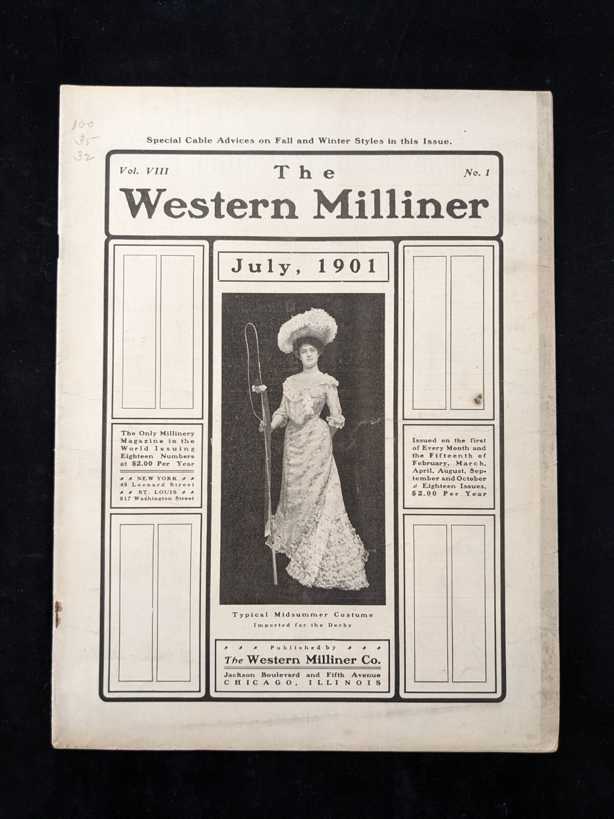 Superb July 1901 THE WESTERN MILLINER Magazine Women\'s Hats Fashion