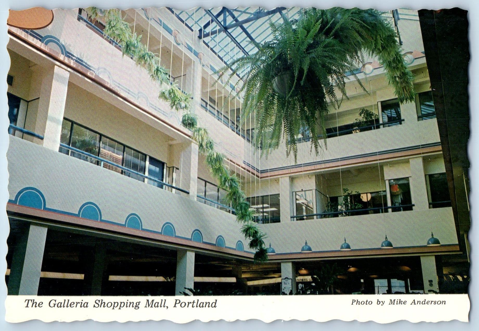 c1950\'s Portland Oregon Postcard The Galleria Shopping Mall Downtown Atrium Mall