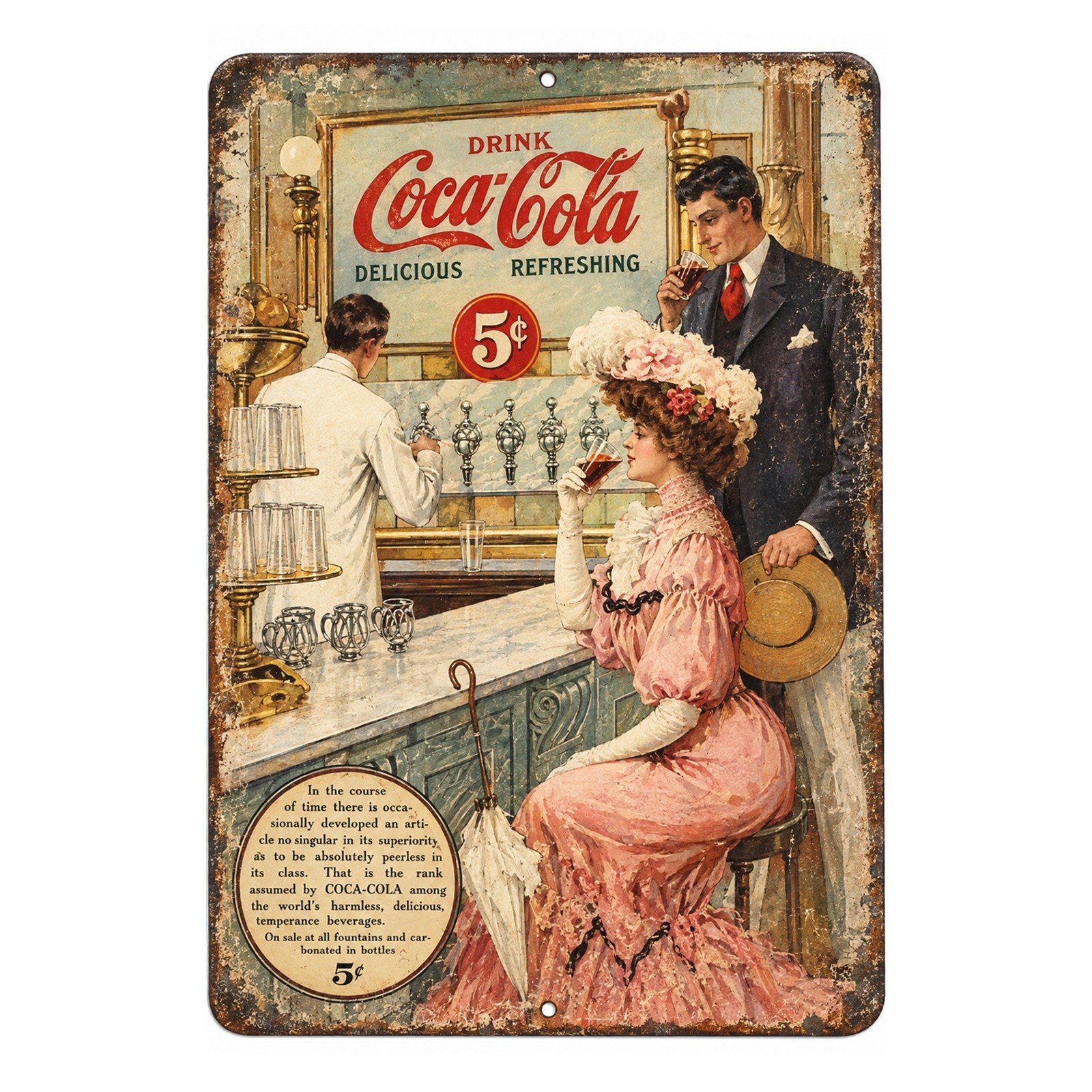Coca-Cola Vintage Metal Sign Antique Soda Pop Classic Ad Replica CC06 - 3 Sizes