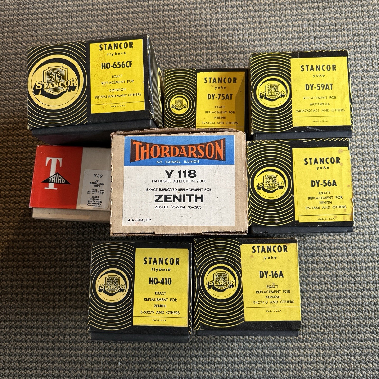 Vintage Television Tubes Parts Stancor (8) Boxed Original Packaging Paperwork