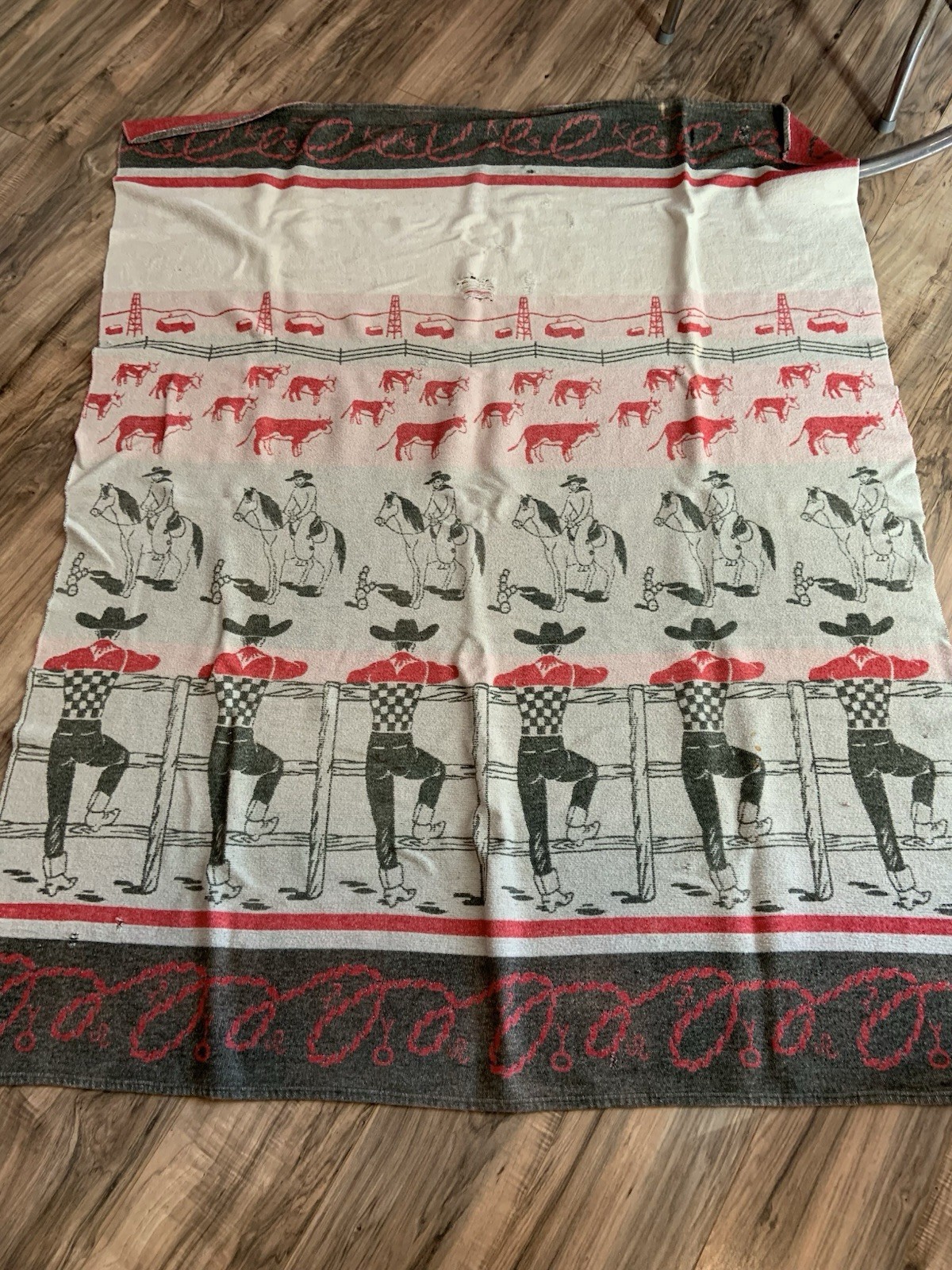 Vintage 1930s - 50’s Cowboy Cotton Camp Blanket Own A Piece Of Western America