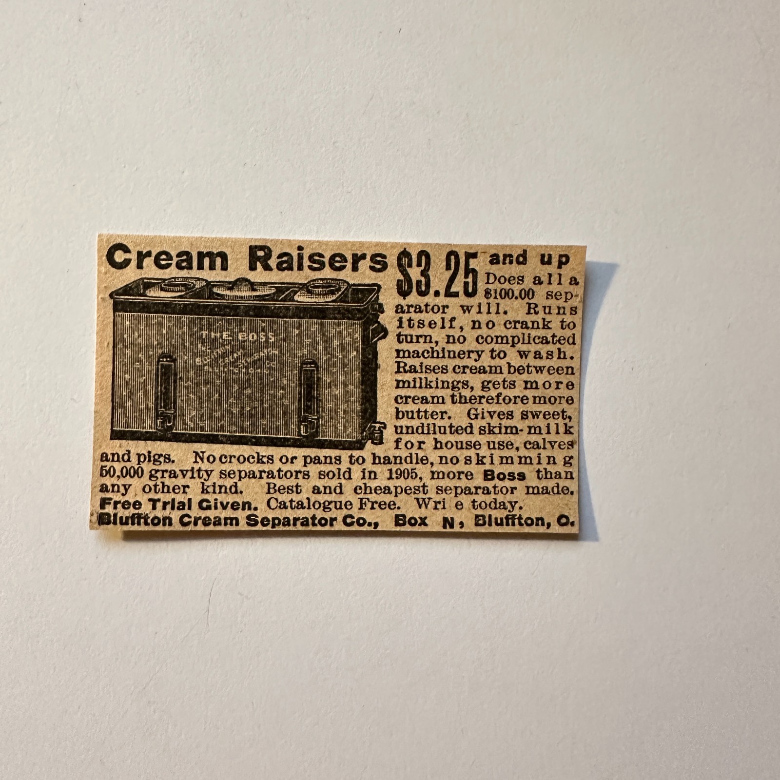 Bluffton Cream Separator Co. Bluffton OH 1906 Minneapolis Ad 5AL1-S26
