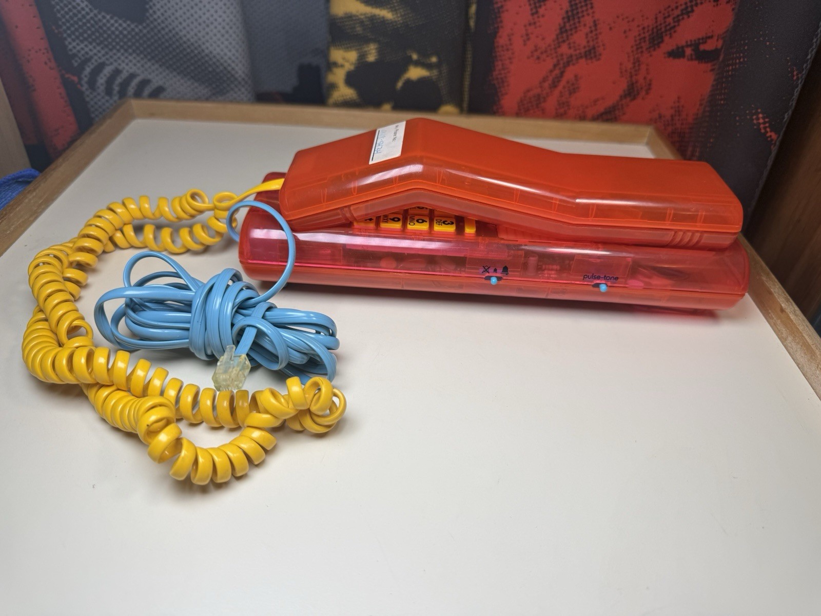 Swatch Twin Phone Clear Red Yellow Blue Cord  Read 1989 Tested Working