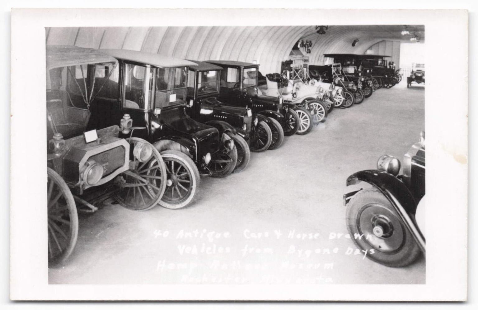 RPPC Hemp Antique Museum Rochester MN 40 Vintage Cars Horse Drawn Vehicles