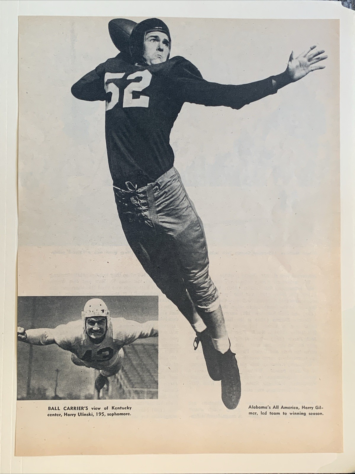 Harry Gilmer Alabama Harry Ulinski Kentucky 1947 S&S Football Pictorial 8X11