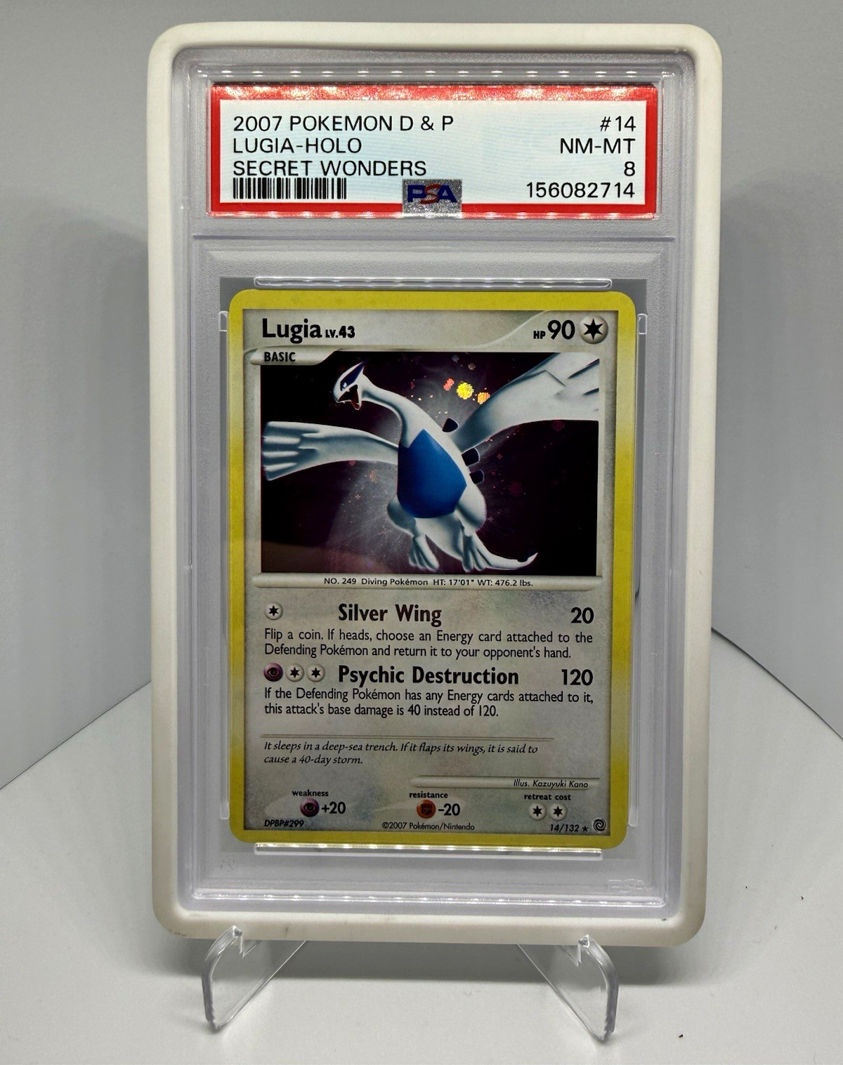 Pokemon 2007 Lugia 14/132 Holo Rare Secret Wonders PSA 8 Brand New Cert CLEAN