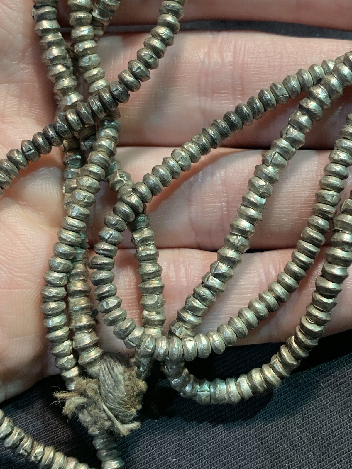 Vintage Silver Heishi Ethiopian Beads African White Metal 21/22in Strands Lot 5