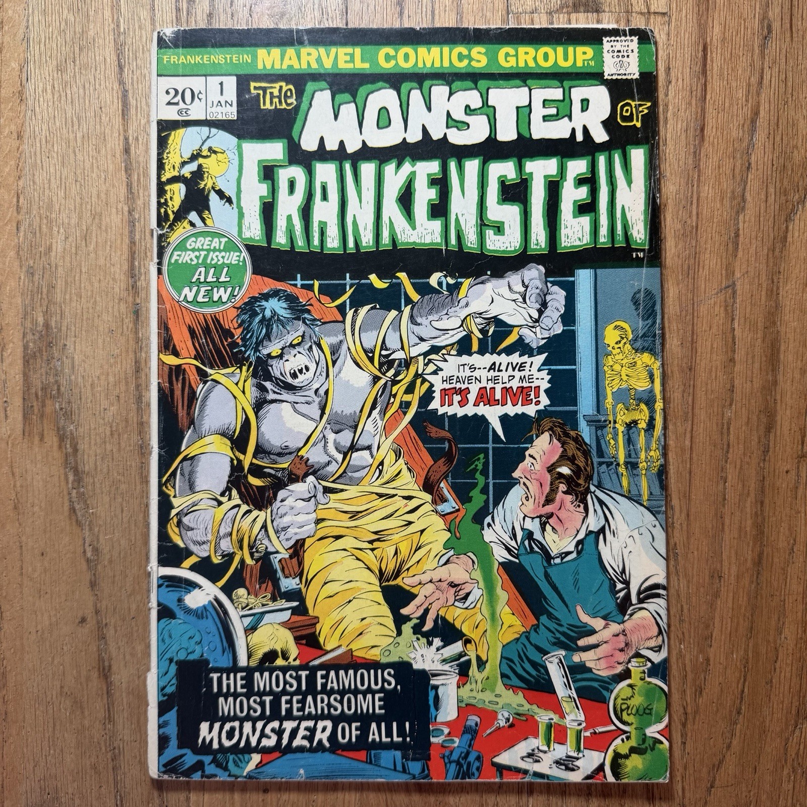 Monster of Frankenstein #1 Mike Ploog Cover & Art 🔑 Marvel Comics 1973 VG