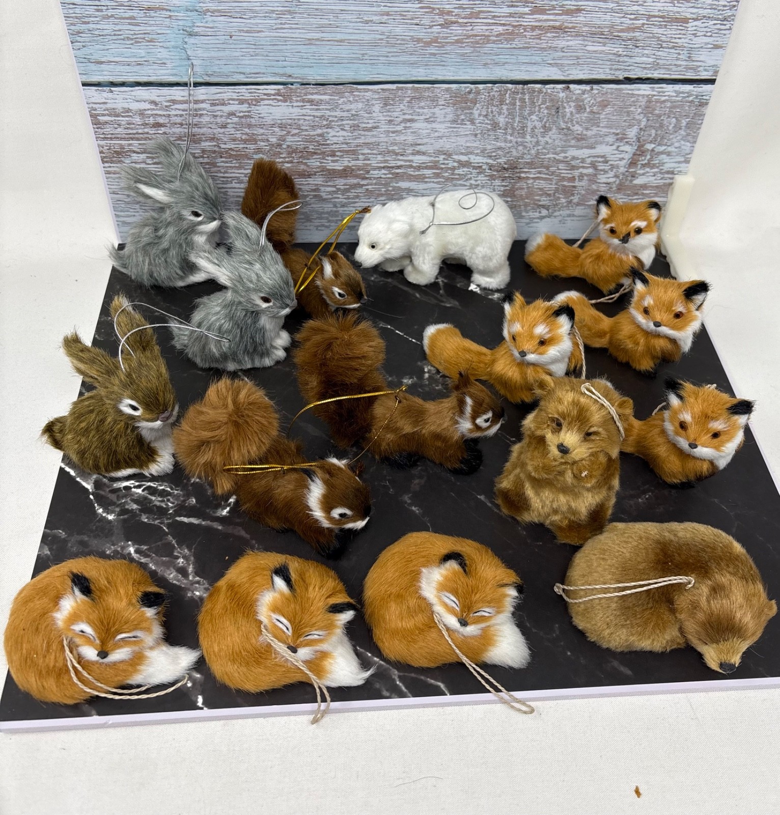Lot of 16 Wooland Ornaments Fox, Bunny, Bear, Chipmunk