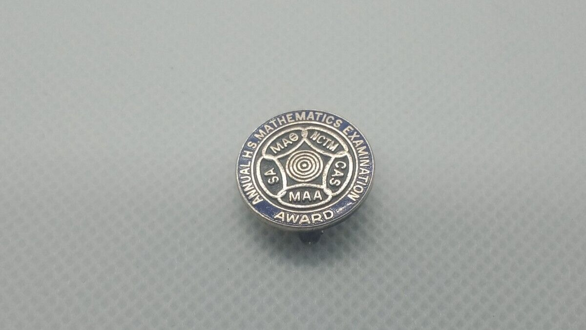 Annual H.S. Mathematics Examination Award Pinback