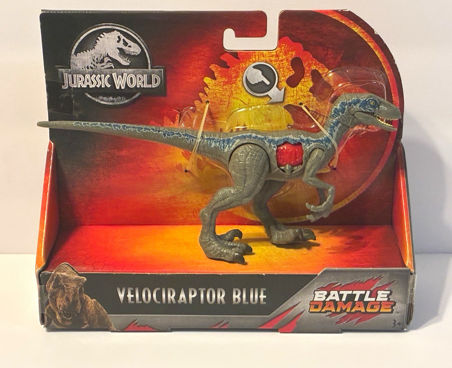 Mattel Jurassic World Velociraptor Blue Battle Damage Dinosaur Figure Toy