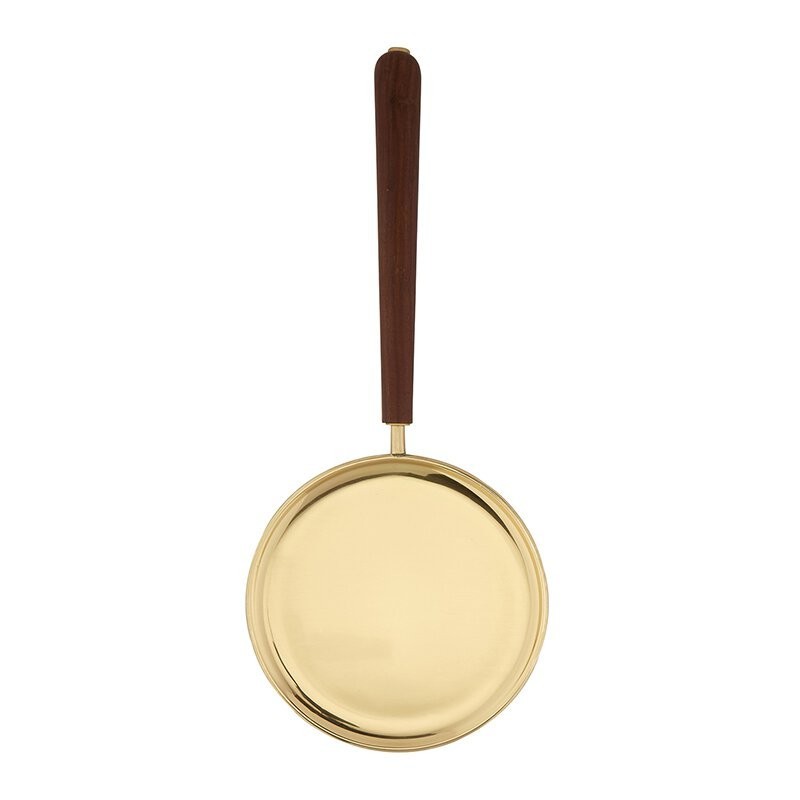 Religious Brass Paten with Straight Handle Brass Wood Church Communion Accessory