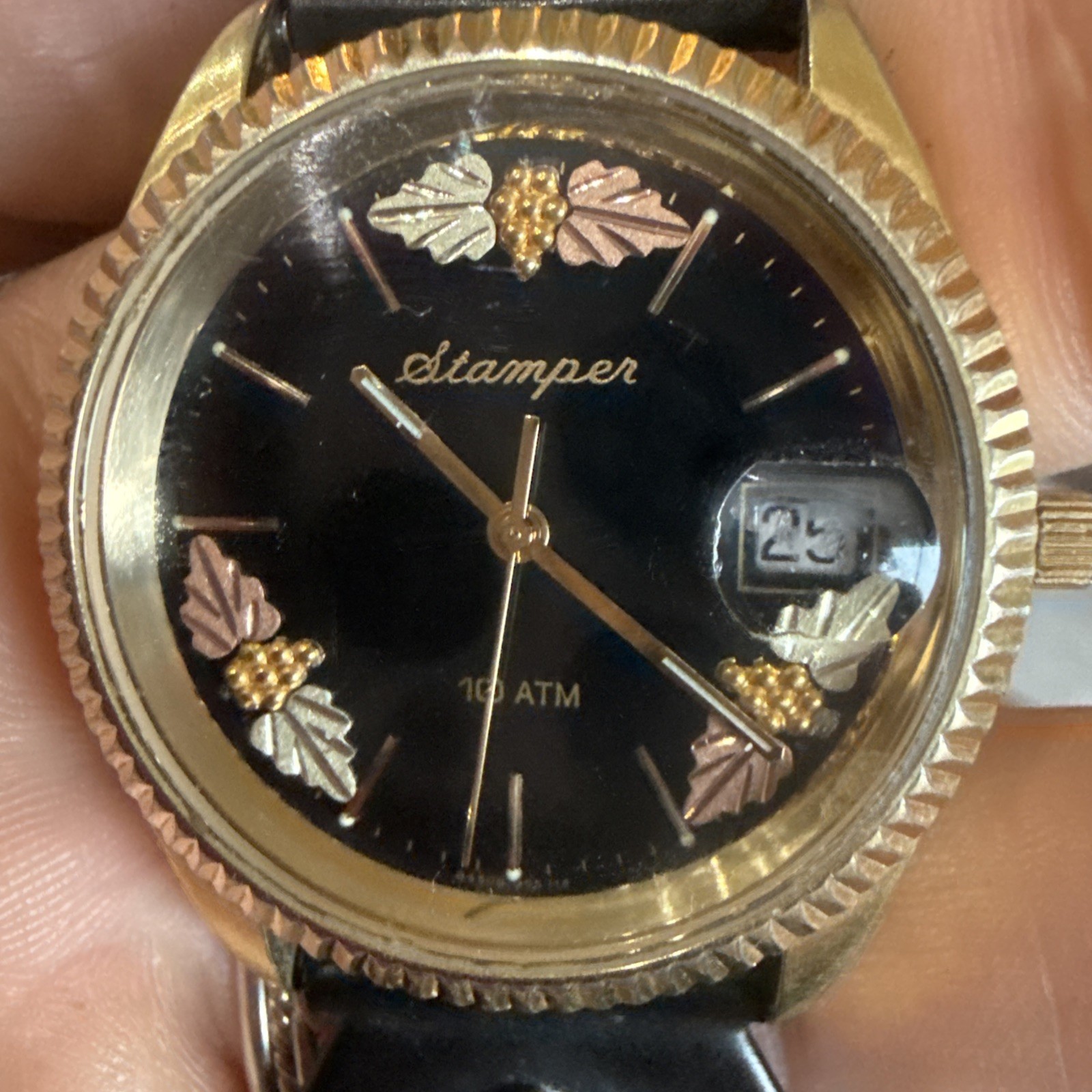 Vintage Harley-Davidson Black Hills Gold Men's Watch by Stamper Rare Eagle Band