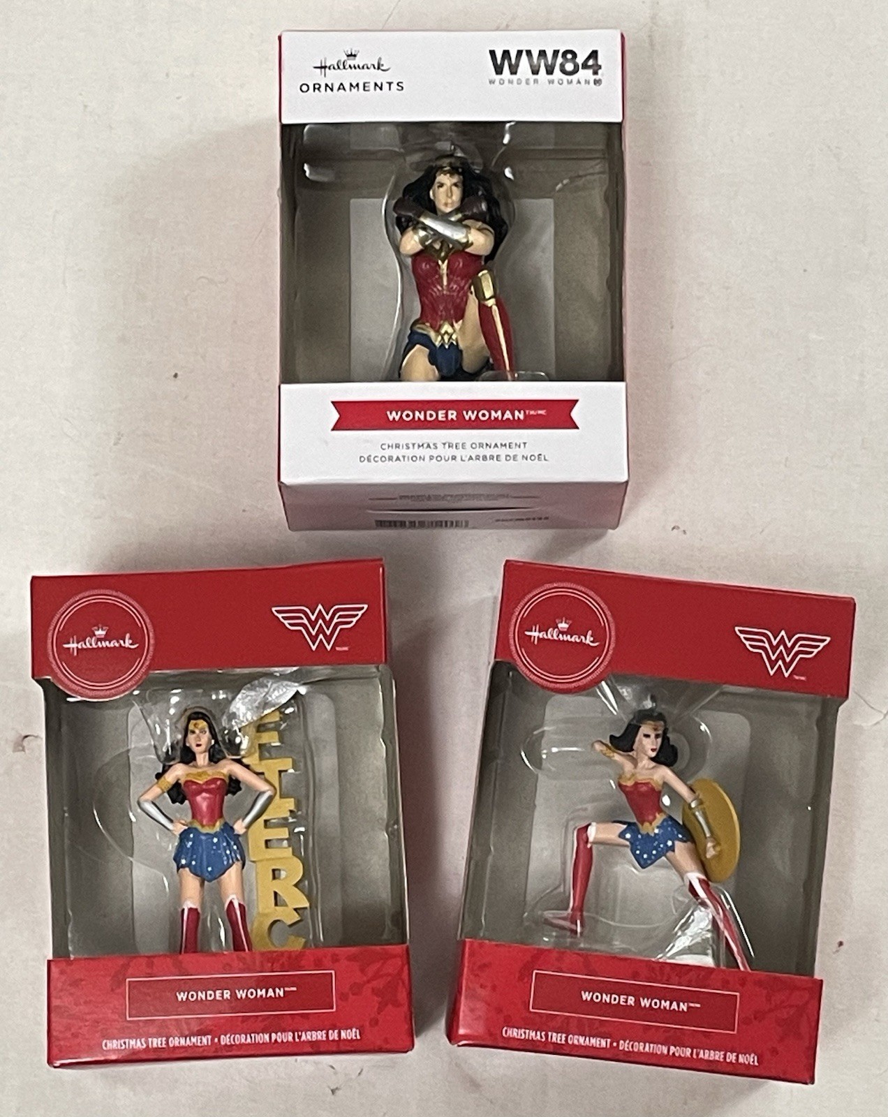 Hallmark DC COMICS Lot of 3 Wonder Woman Christmas Ornaments-Fierce…Sword…WW84
