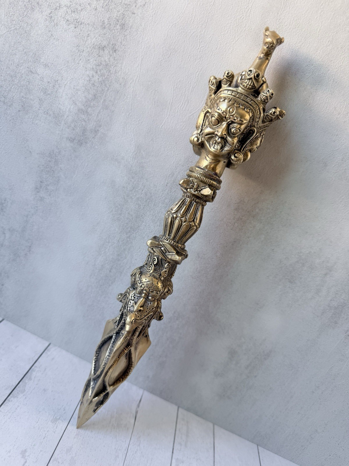 Rare Authentic Tibetan Phurba Kila Hayagriva Vajra Ritual Dagger Bronze Buddhist
