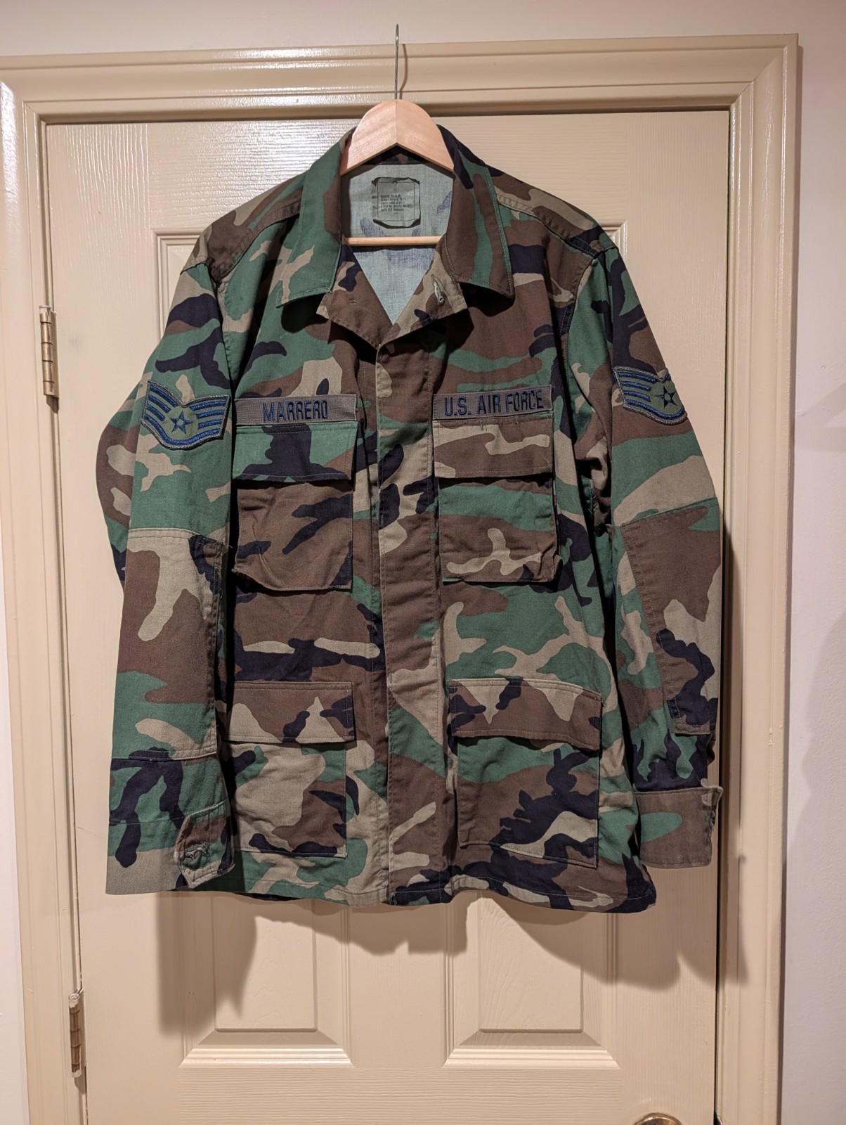 Vintage 1999 USAF Woodland Camo BDU Jacket Coat Medium Regular American Apparel