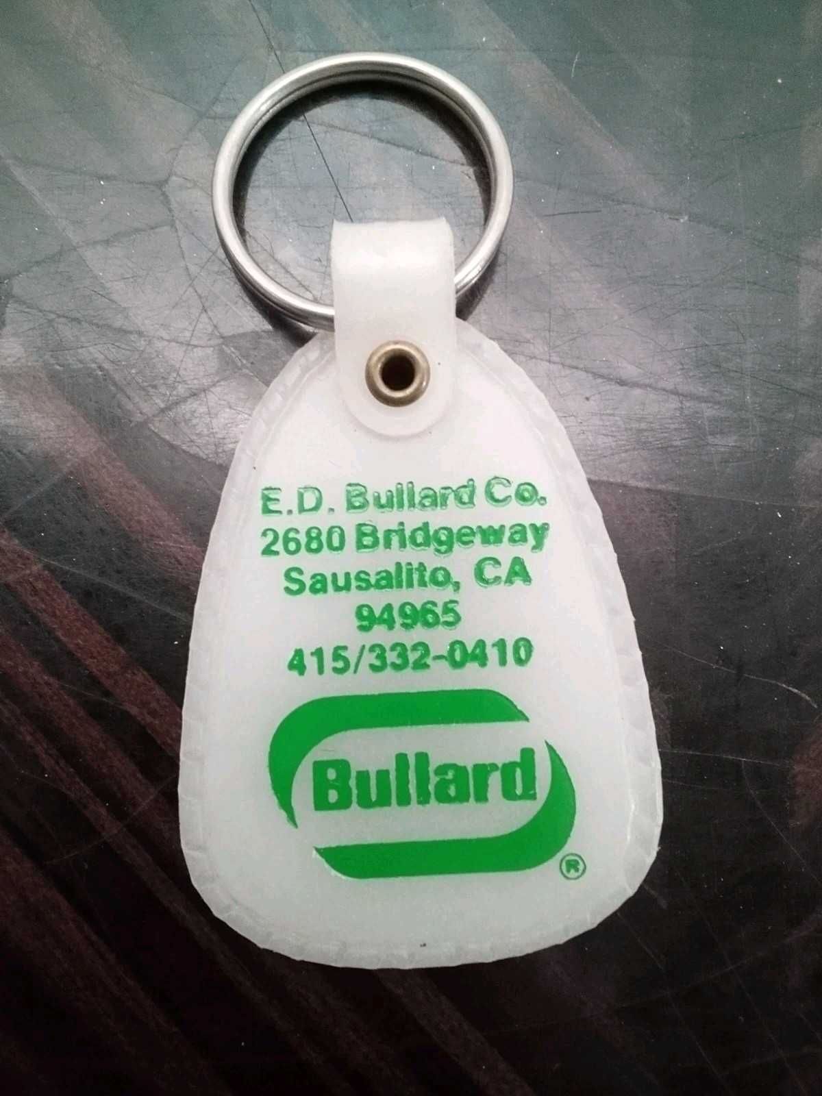 Vintage E.D. Bullard Co Sausalito CA Keychain Key Ring White
