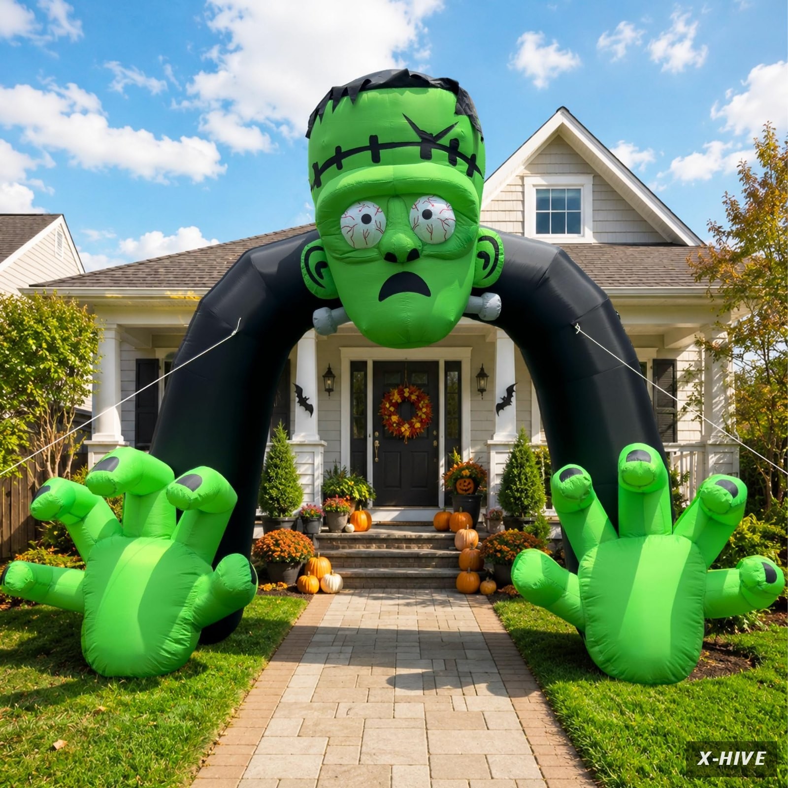 Inflatable Yard Decorations Oxford Cloth 1 14FT Halloween Archway Built-in Blow