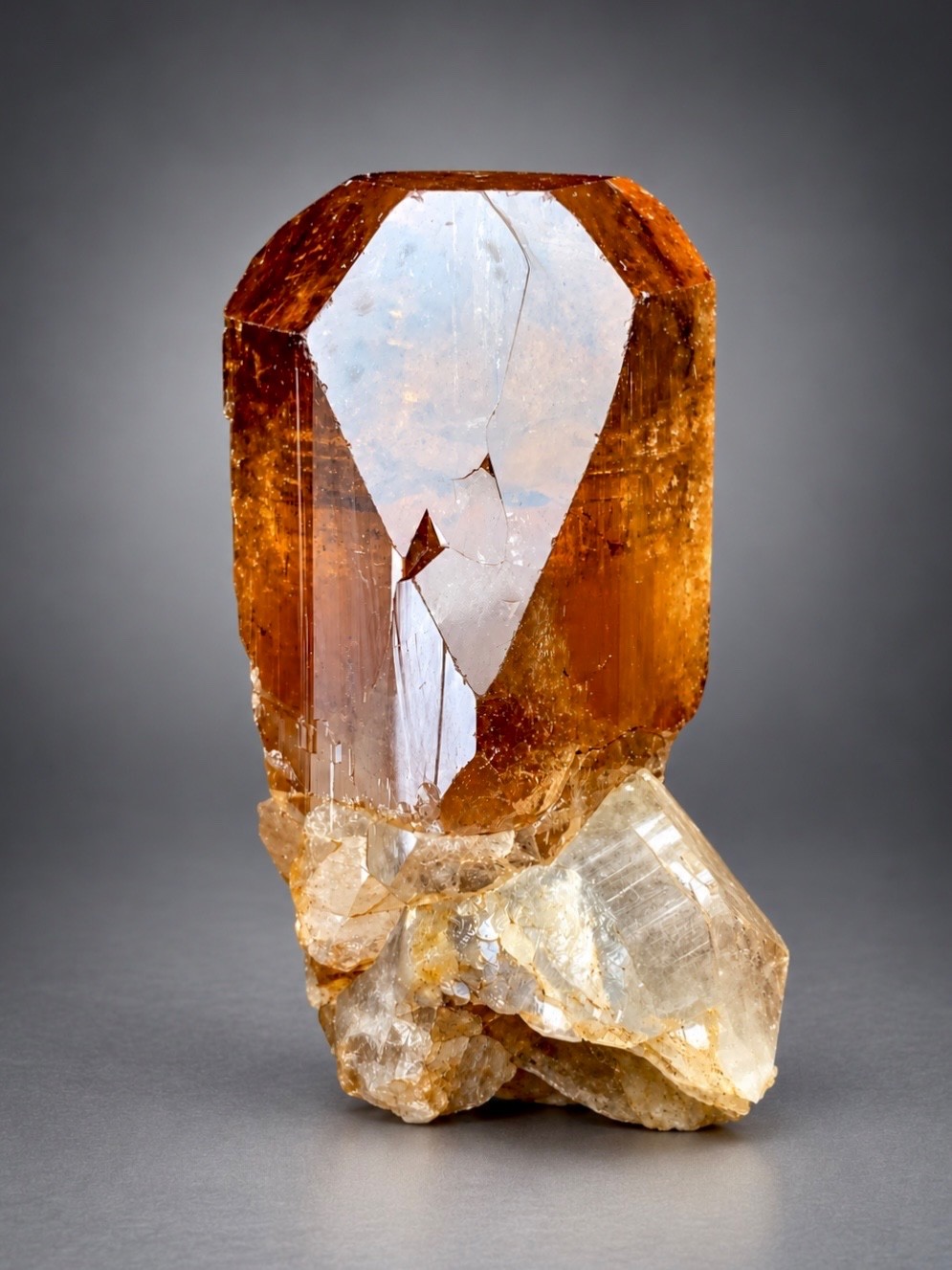 Honey Colour Topaz Crystal On Quartz From Skardu, Pakistan