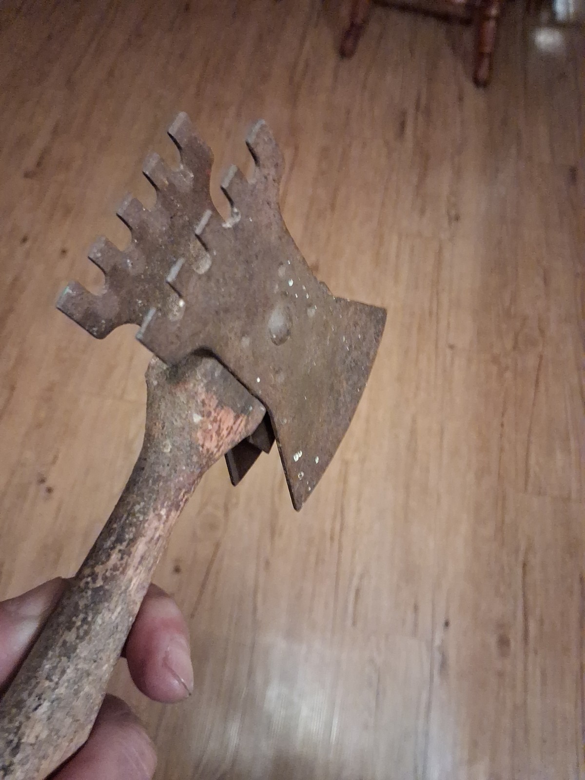 1911 ANTQ VTG RARE MEAT TENDERIZER CHOPPER ICE HAMMER KITCHEN TOOL WOODEN HANDLE