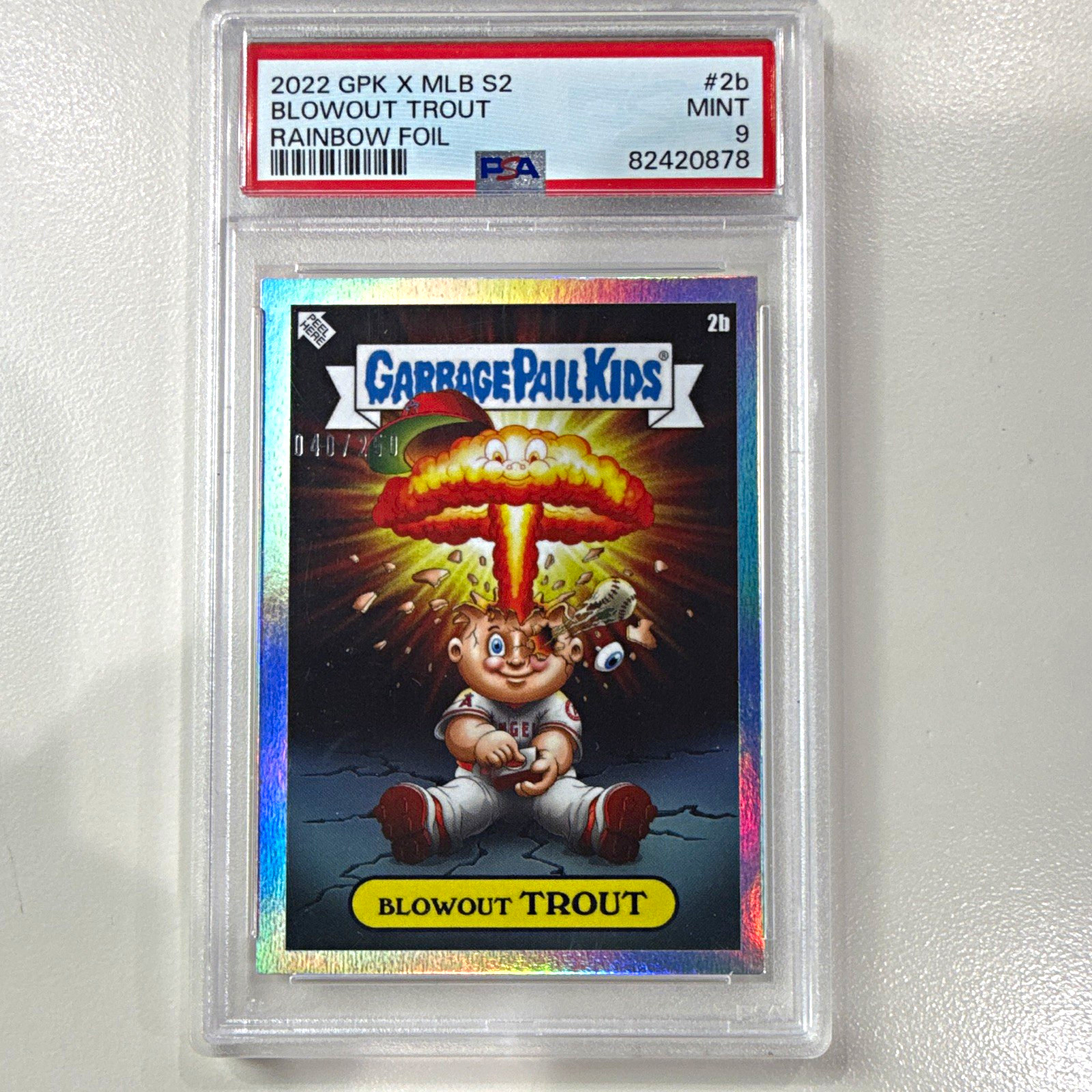 Topps 2022 GPK x MLB S2 Blowout Trout #2b Rainbow Foil PSA 9 Mike Trout Angels