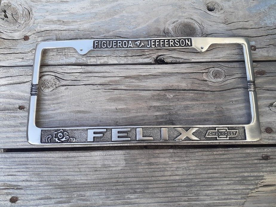 FELIX CHEVROLET CHEVY LICENSE PLATE FRAME SINGLE EARLY LONG STYLE
