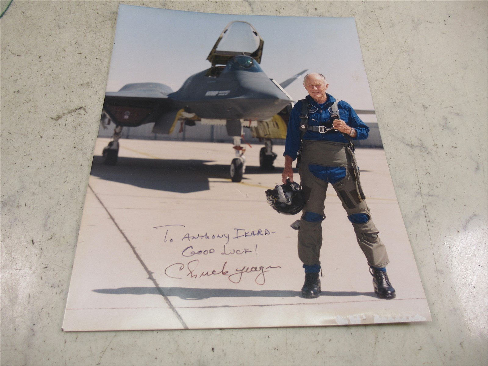 Chuck Yeager Autographed Photo 8x10 Northrop YF-23 