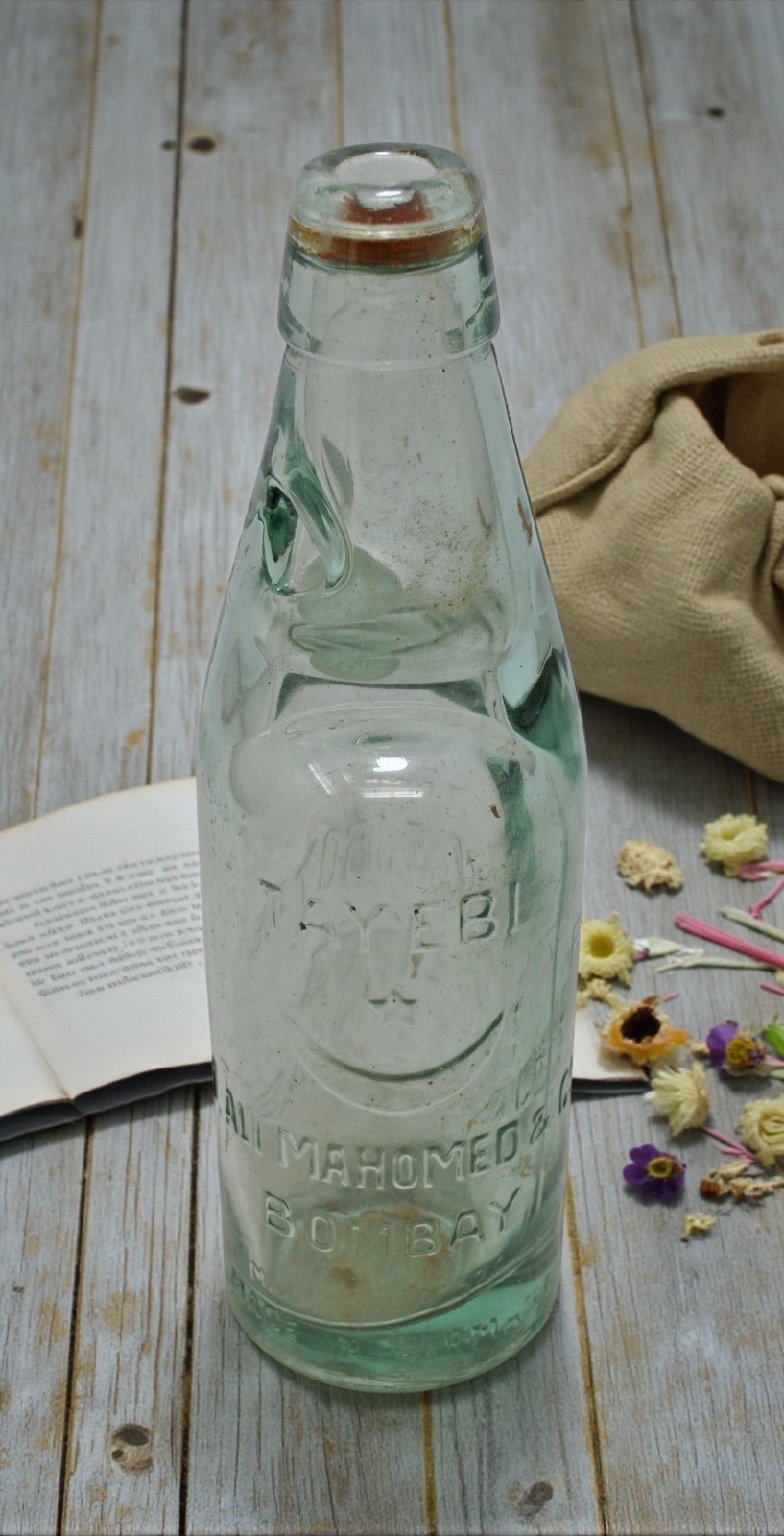 Antique Glass Soda \'Banta\' Bottle Original Old Hand Crafted Made in Germany