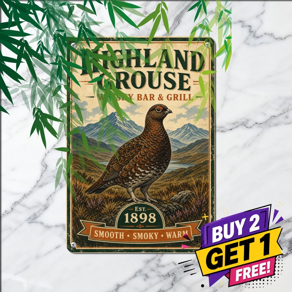 Scottish Highland Grouse Bird Metal Sign Vintage Bar Pub Tin Wall Plaque