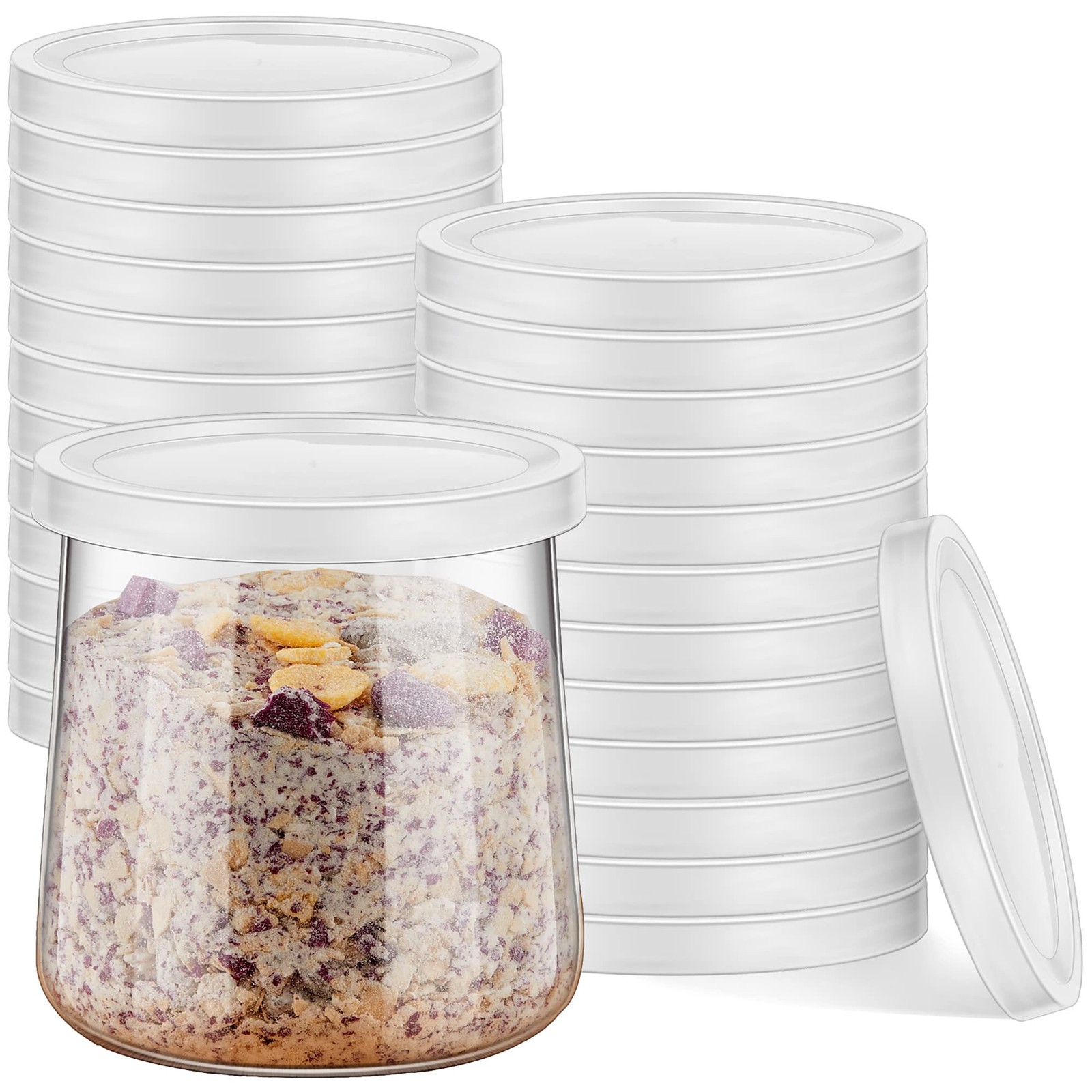 Tessco for you 24 Pieces Yogurt Container Lids Plastic Jar 2.64 inches, Clear Tessco for you 24 Pieces Yogurt Container Lids Plastic Jar 2.64 inches, Clear
