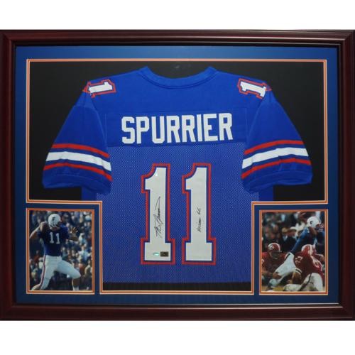 Steve Spurrier Autographed Florida Gators (Blue #11) Deluxe Framed Jersey w/ \