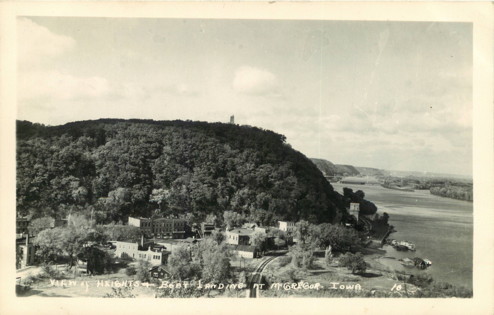 View of Heights and Boat Landing, McGregor Iowa Vintage RPPC Postcard