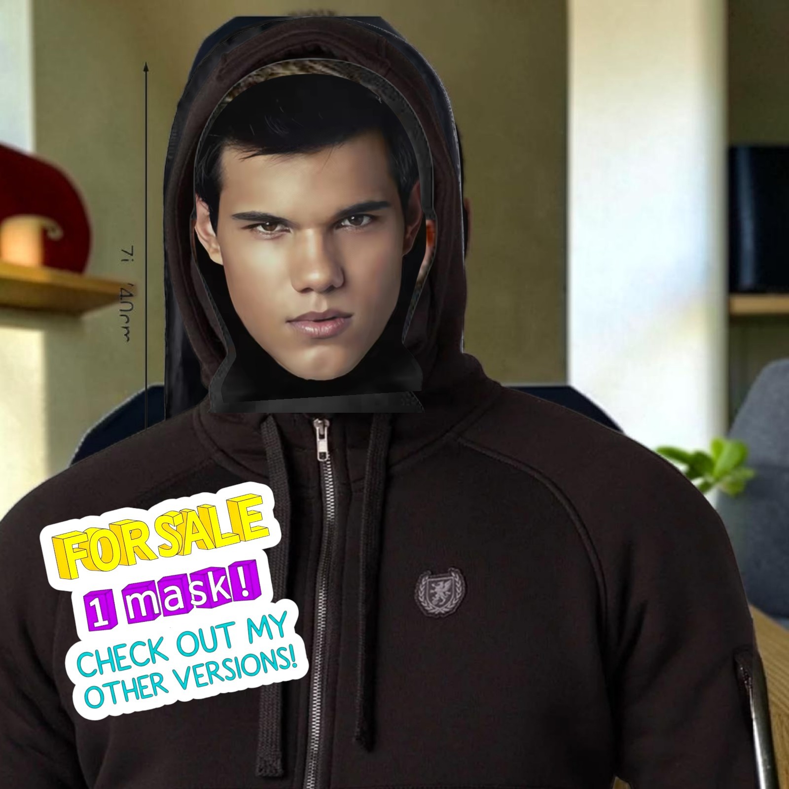 New Twilight Jacob Black Vampire See-Thru Mesh Face Mask Taylor Lautner Costume 