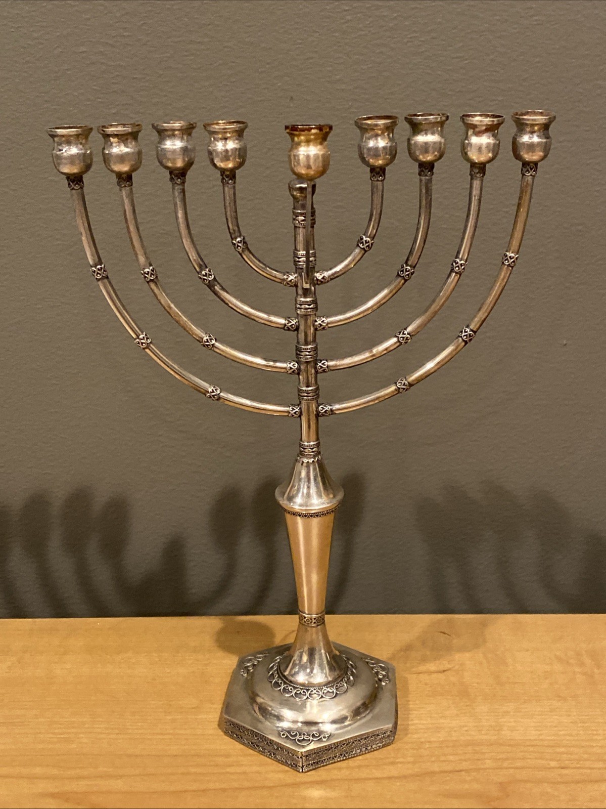Vintage Sterling Silver Movable Branches Menorah Israel, 186g, 7\