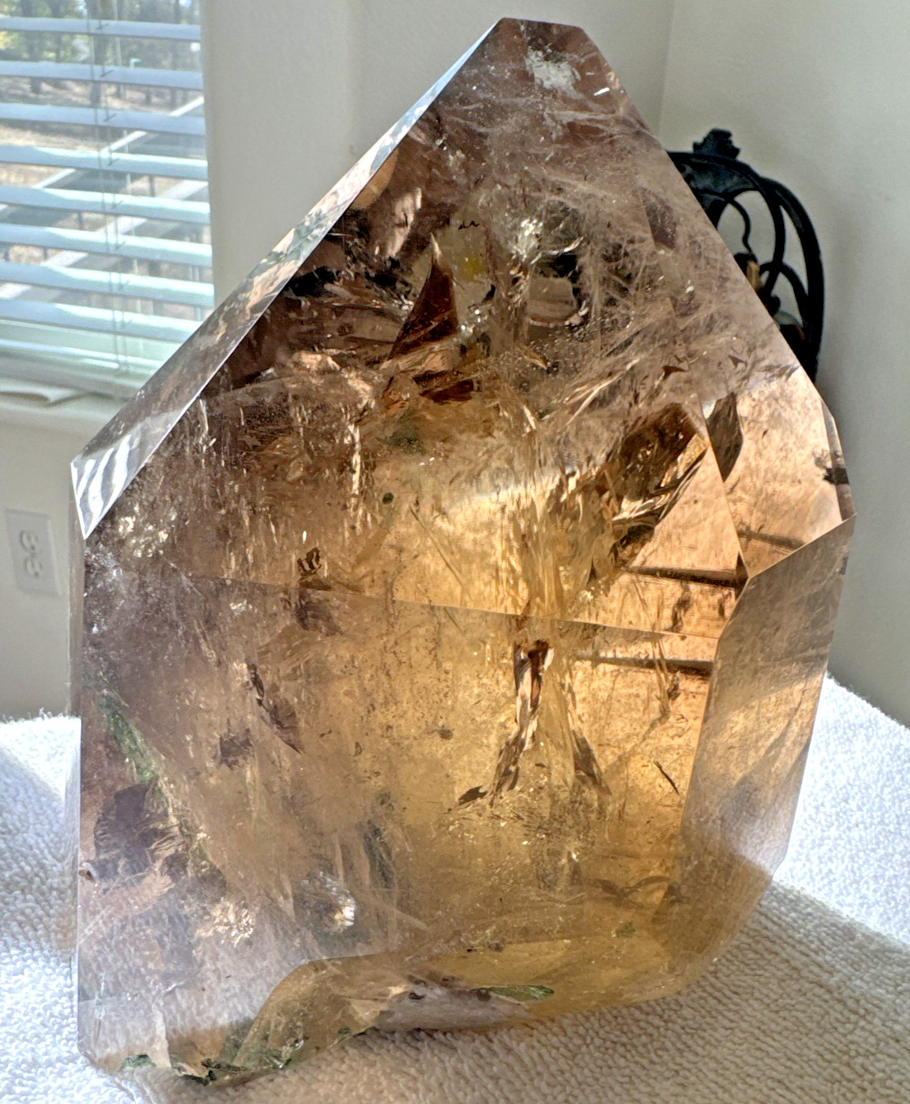 5.09lb Giant Smoky Citrine Quartz w/ Green Tourmaline on Cleavelandite Matrix
