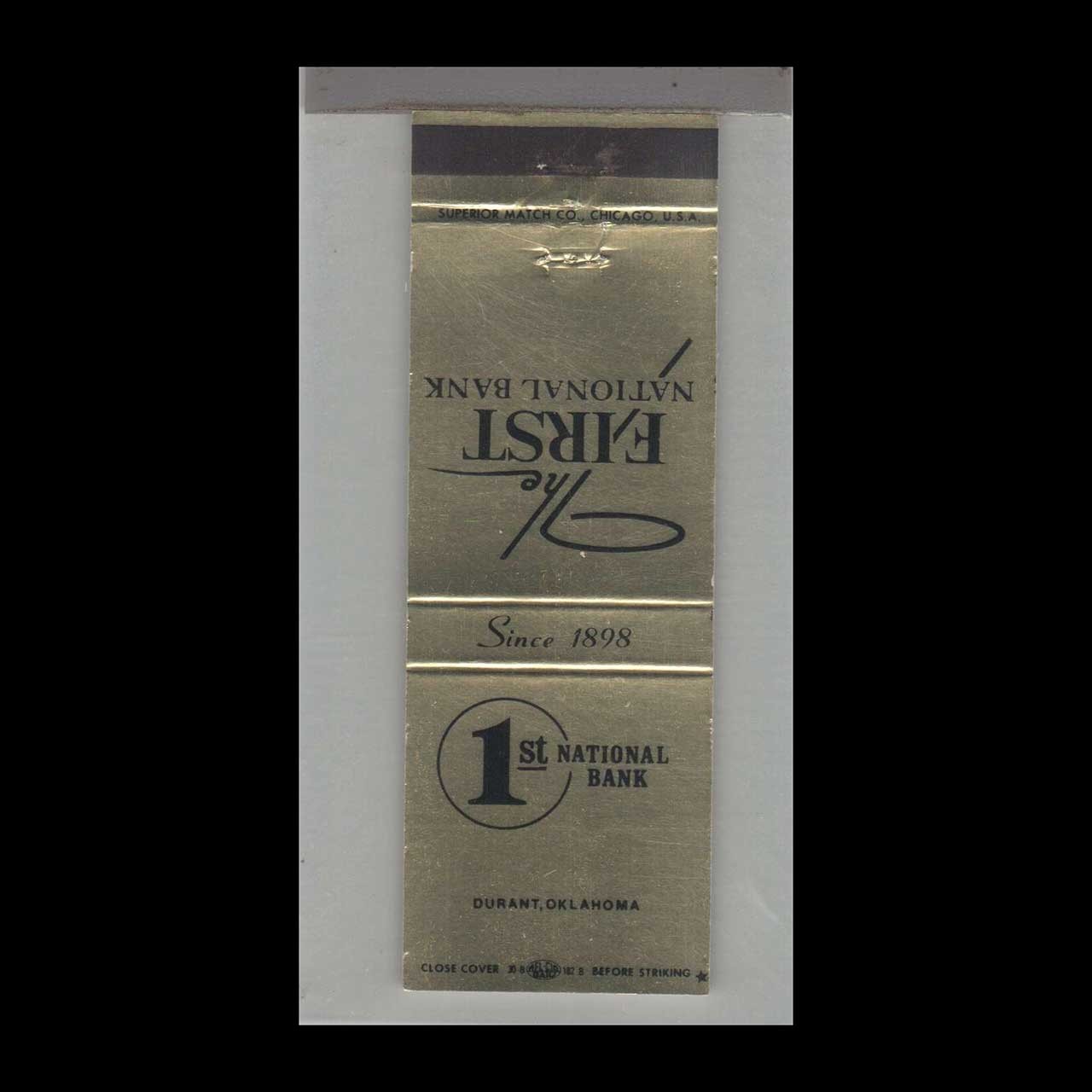 Matchbook Cover - Oklahoma - First National Bank Durant, OK