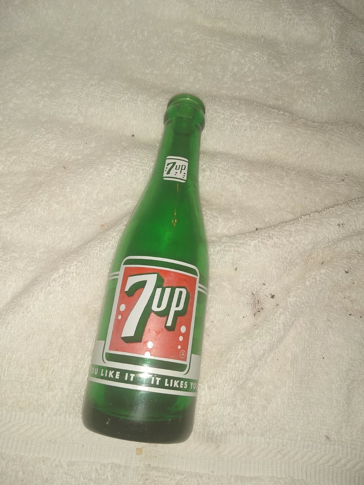 Vintage Seven-Up 1957 Troy,NY Soda Bottle 7oz Green Glass