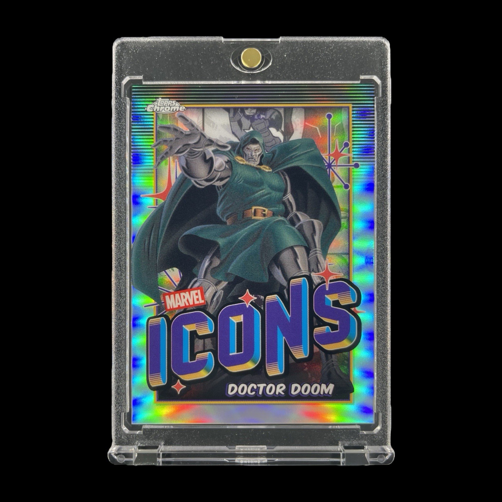 DOCTOR DOOM SILVER CHROME REFRACTOR HOLO CARD 2025 Topps Chrome Insert - Marvel