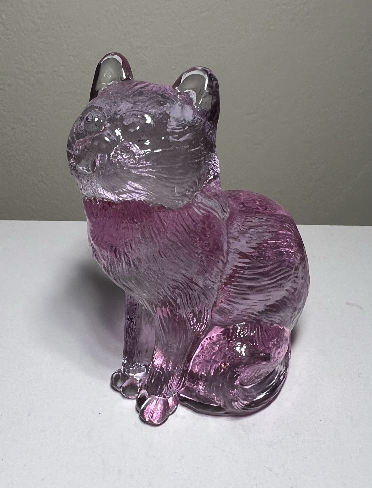 Mosser Cranberry Ice Glass Sitting Cat Figurine