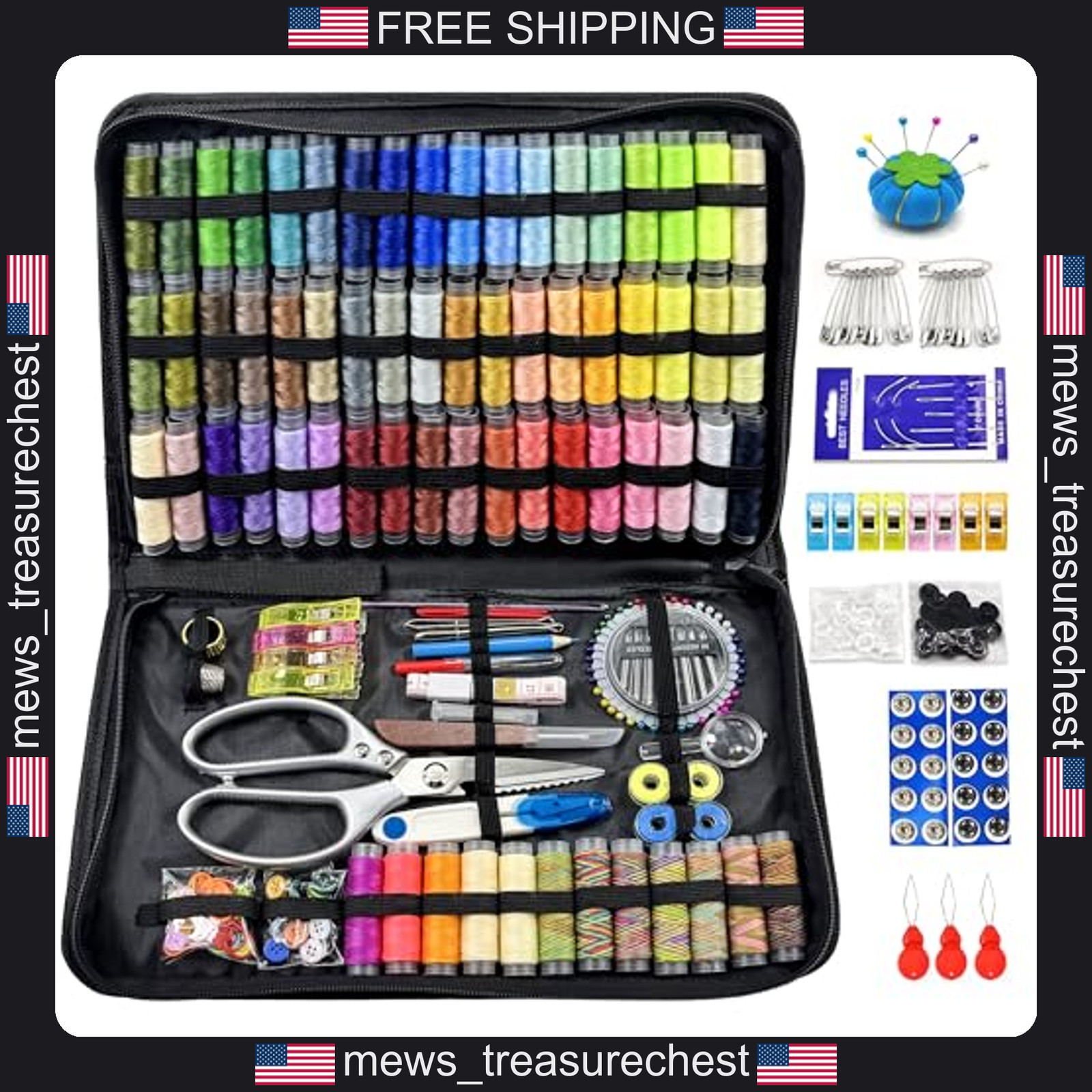Sewing Kit 66 Colors, 305 Pcs Portable Needle & Thread Set for Adults