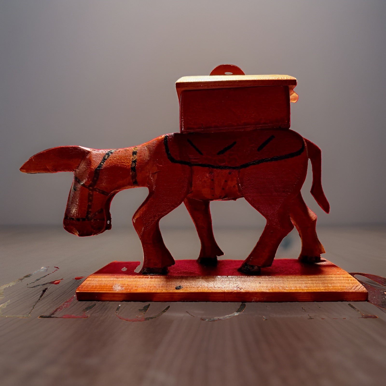 Vintage Wooden Donkey Cigarette Dispenser Mechanical Novelty Folk Art  WORKS