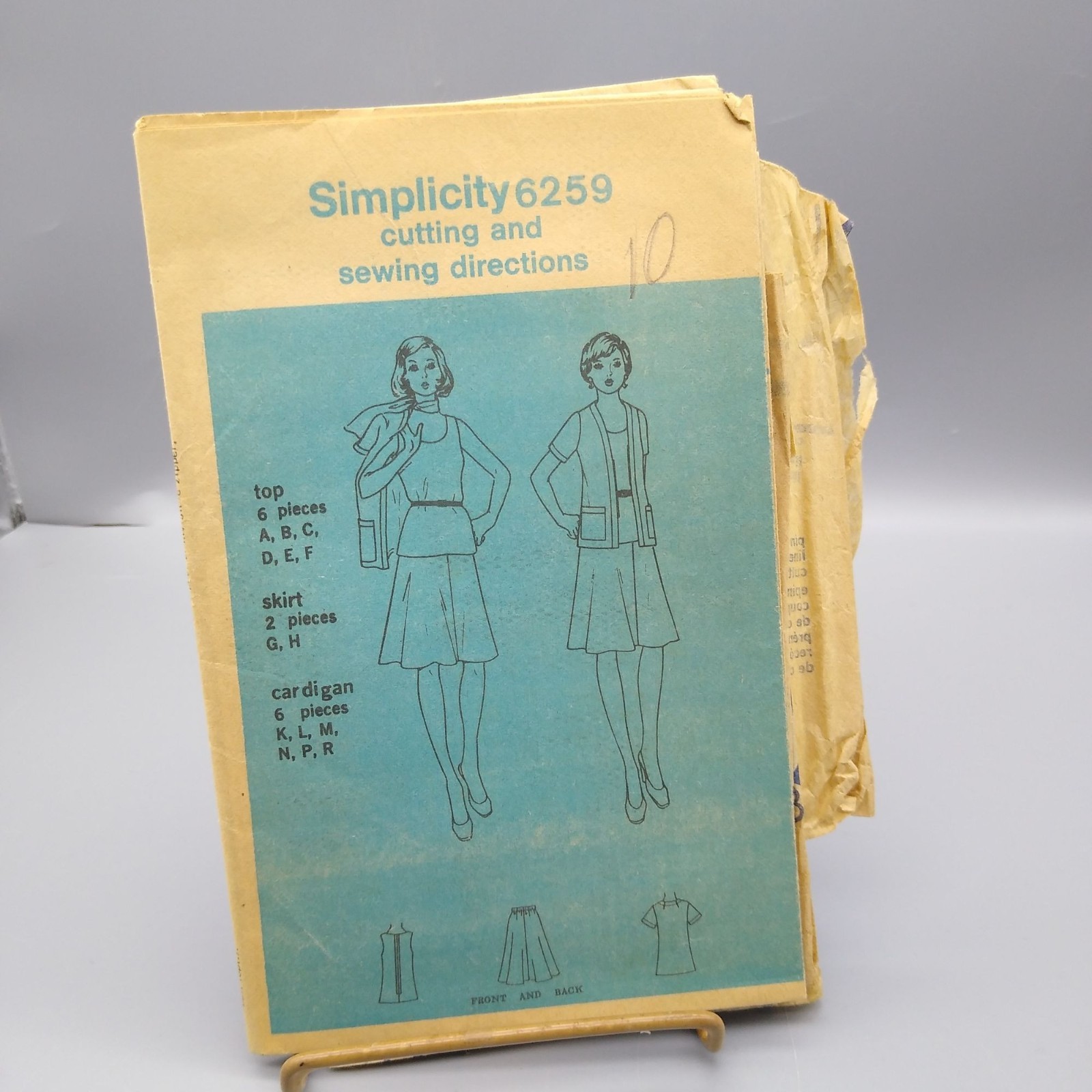 Vintage Sewing PATTERN Simplicity 6259, Jiffy Simple to Sew Misses 1974 Knits